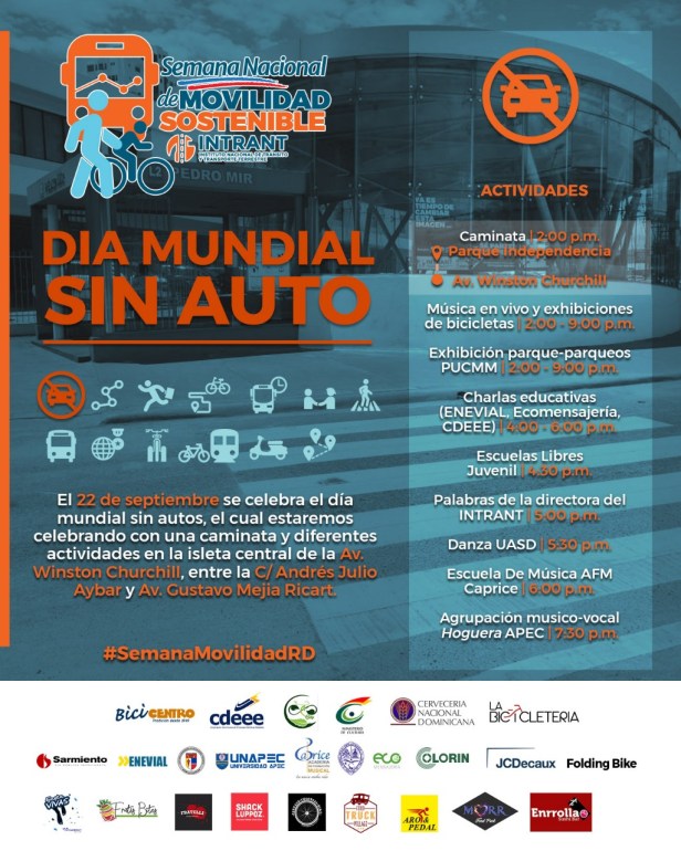 Calendario actividades del dia mundial sin auto. #semanamovilidadRD
