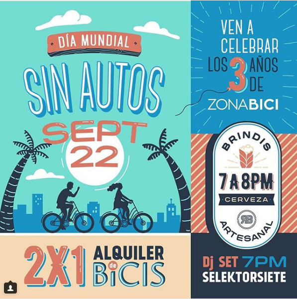 Afiche de actividades por el 3er. Aniversario de Zona Bici