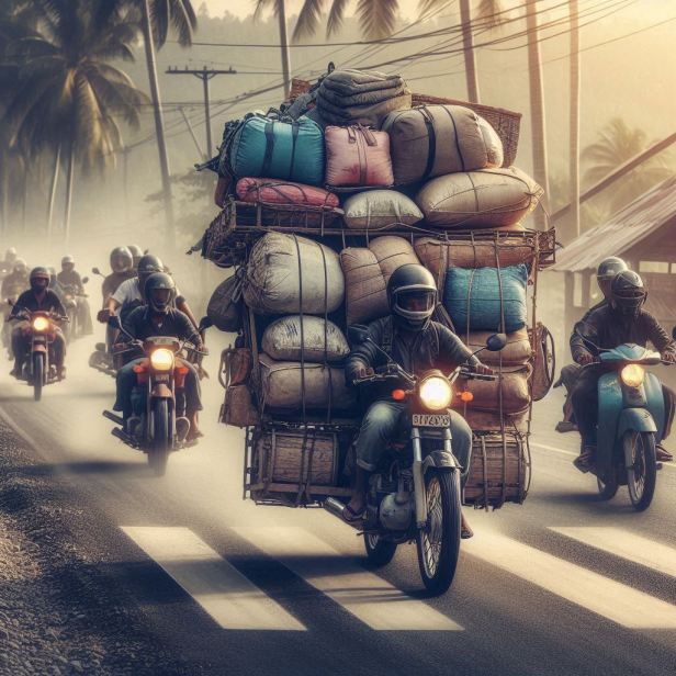 Motociclistas con sobrecarga