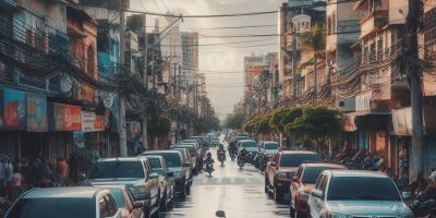 calle abarrotada de motocicletas