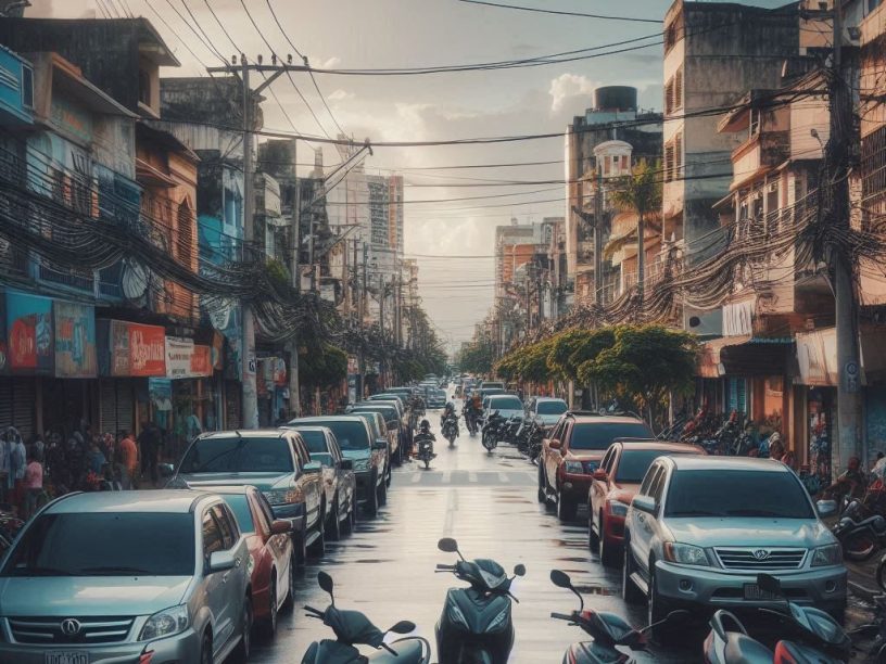 calle abarrotada de motocicletas