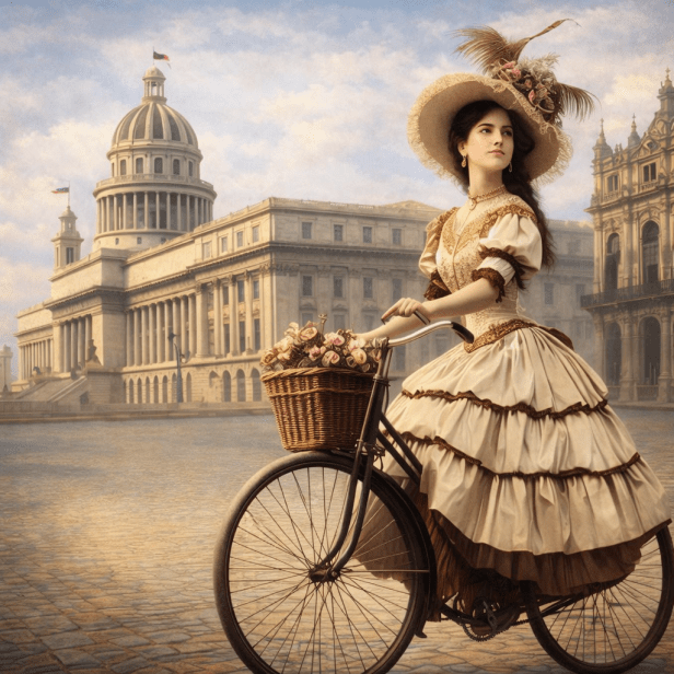 mujer ciclista siglo XIX Cuba bicicleta antigua