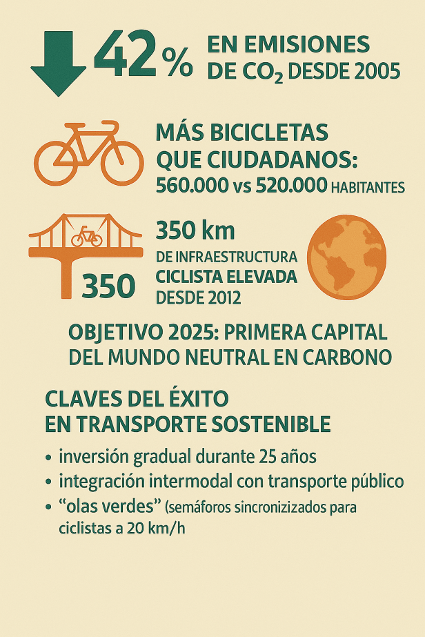 datos infraestructura ciclista reducción emisiones ciudad sostenible bicicletas