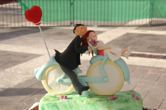 Pareja de novios topebizcocho de la cicloboda 2012.