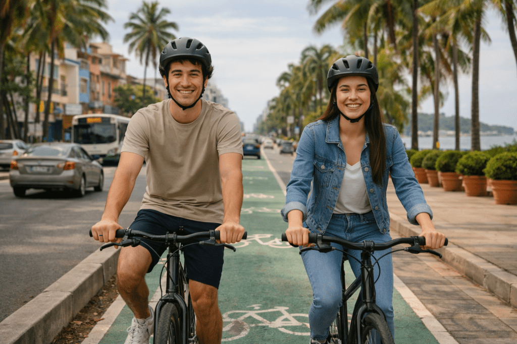 ciclistas en ciclovía en Santo Domingo República Dominicana movilidad urbana bicicleta